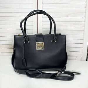 La Terre Multi Compartment Satchel Bag‎ Handbag Purse Black Large